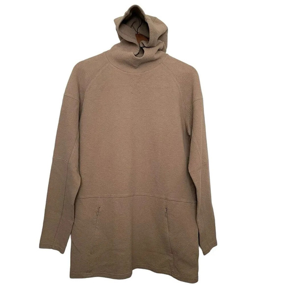 Gymshark Textured Hoodie Stretch Performance Athleisure Tan Sand Size Medium - Picture 1 of 5